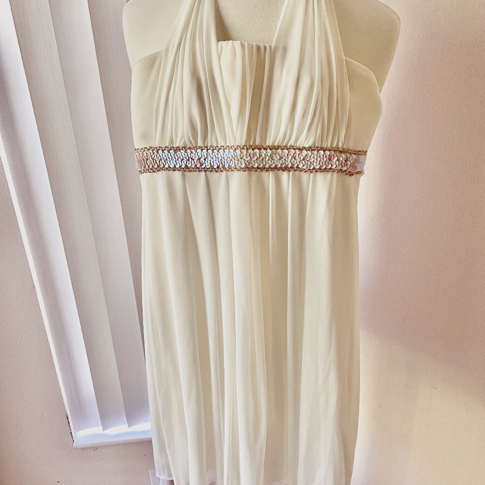 Storm off white chiffon beaded tube mini dress junior size 0